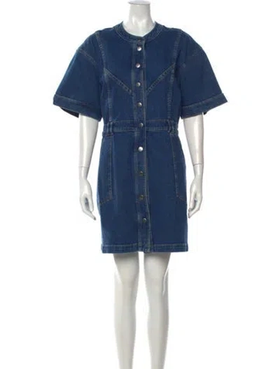 Pre-owned Sézane Crew Neck Knee-length Dress In Blue
