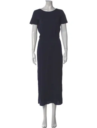 Pre-owned Sézane Crew Neck Long Dress In Blue