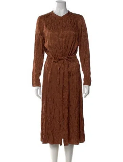 Pre-owned Sézane Crew Neck Long Dress In Brown
