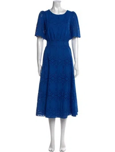 Pre-owned Sézane Crew Neck Long Dress W/ Tags In Blue