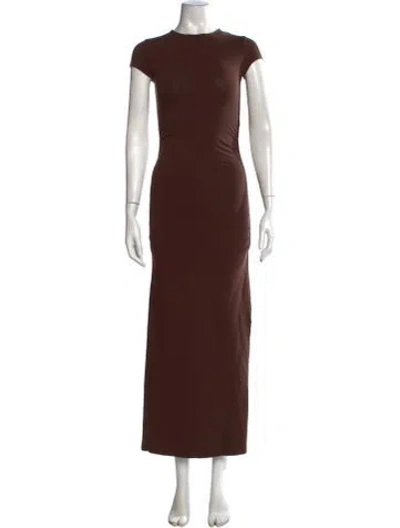 Pre-owned Sézane Crew Neck Long Dress W/ Tags In Brown