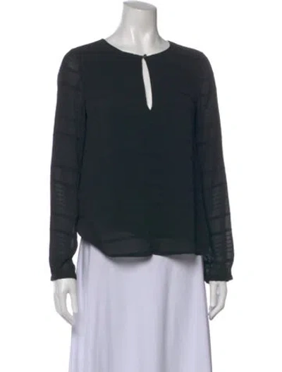Pre-owned Sézane Crew Neck Long Sleeve Blouse In Green