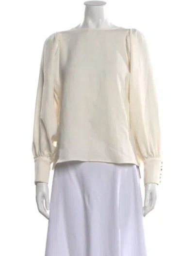 Pre-owned Sézane Crew Neck Long Sleeve Blouse In Neutral