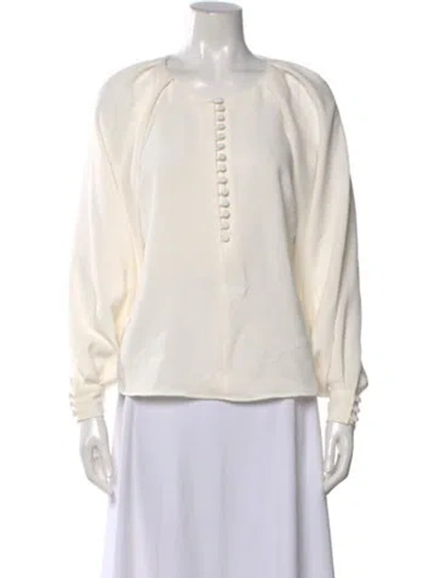 Pre-owned Sézane Crew Neck Long Sleeve Blouse In Neutral