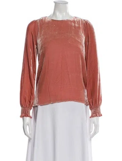 Pre-owned Sézane Crew Neck Long Sleeve Blouse In Pink