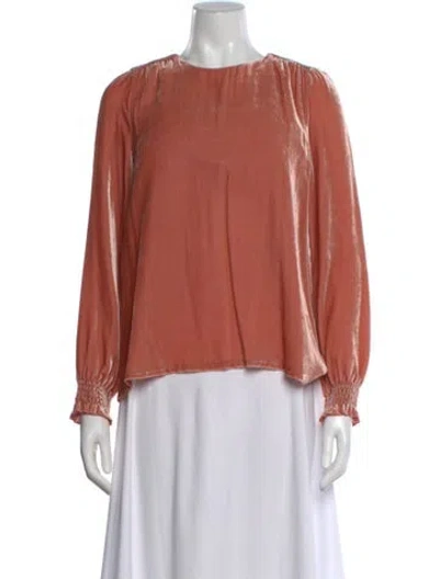 Pre-owned Sézane Crew Neck Long Sleeve Blouse In Pink