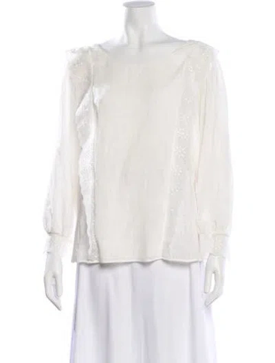 Pre-owned Sézane Crew Neck Long Sleeve Blouse W/ Tags In Gray