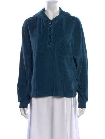 Pre-owned Sézane Crew Neck Long Sleeve Hoodie In Blue