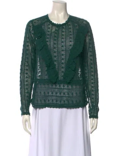 Pre-owned Sézane Crew Neck Long Sleeve Sweatshirt In Green