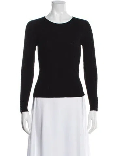 Pre-owned Sézane Crew Neck Long Sleeve Top In Black