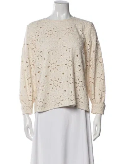 Pre-owned Sézane Crew Neck Long Sleeve Top In Neutral