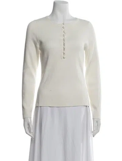 Pre-owned Sézane Crew Neck Long Sleeve Top In White