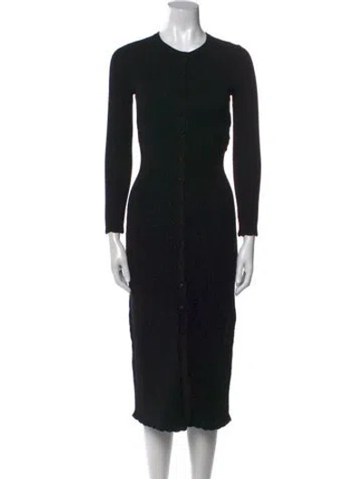 Pre-owned Sézane Crew Neck Midi Length Dress In Black