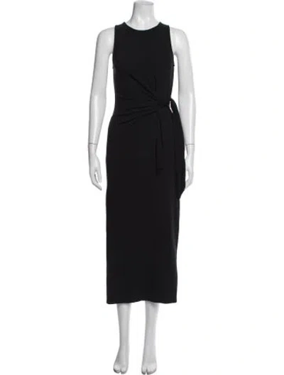 Pre-owned Sézane Crew Neck Midi Length Dress In Black