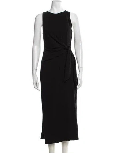 Pre-owned Sézane Crew Neck Midi Length Dress In Black
