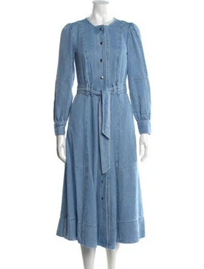Pre-owned Sézane Crew Neck Midi Length Dress In Blue