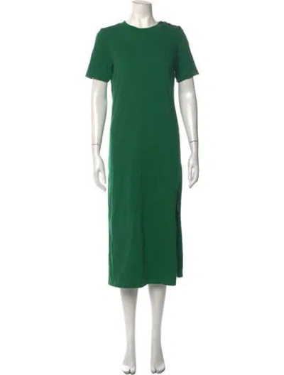 Pre-owned Sézane Crew Neck Midi Length Dress In Green