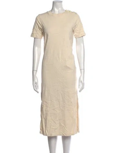 Pre-owned Sézane Crew Neck Midi Length Dress In Neutrals