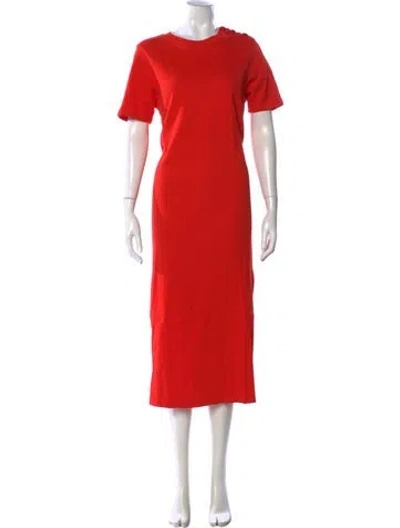 Pre-owned Sézane Crew Neck Midi Length Dress In Orange