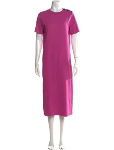 Pre-owned Sézane Crew Neck Midi Length Dress In Pink