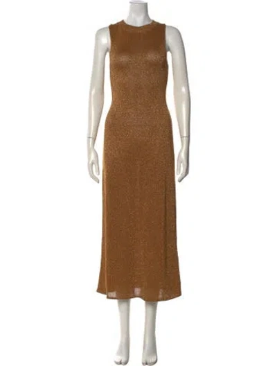 Pre-owned Sézane Crew Neck Midi Length Dress W/ Tags In Brown