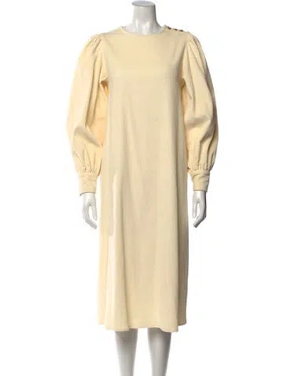 Pre-owned Sézane Crew Neck Midi Length Dress In Yellow