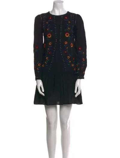 Pre-owned Sézane Crew Neck Mini Dress In Black