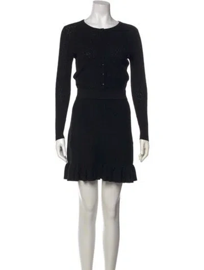 Pre-owned Sézane Crew Neck Mini Dress In Black