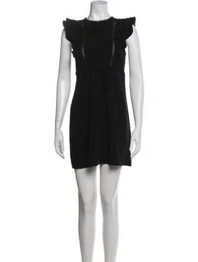 Pre-owned Sézane Crew Neck Mini Dress In Black