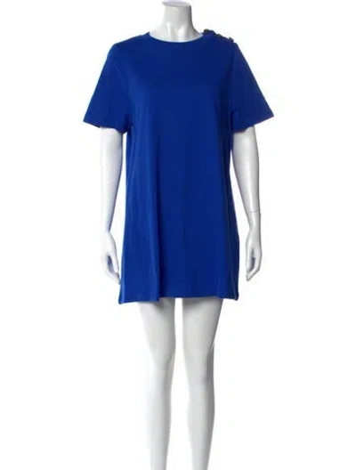 Pre-owned Sézane Crew Neck Mini Dress In Blue