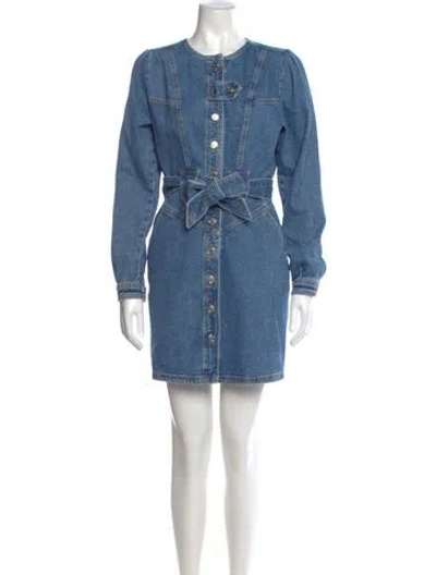 Pre-owned Sézane Crew Neck Mini Dress In Blue