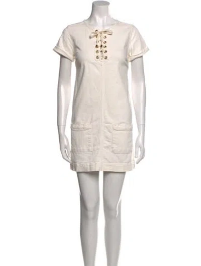 Pre-owned Sézane Crew Neck Mini Dress In Neutral