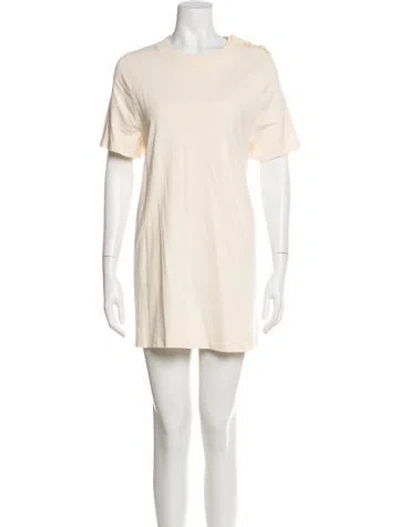 Pre-owned Sézane Crew Neck Mini Dress In Neutral