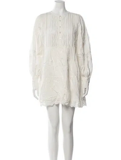 Pre-owned Sézane Crew Neck Mini Dress In Neutrals