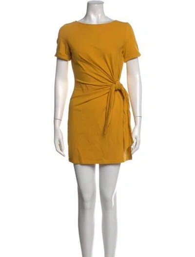 Pre-owned Sézane Crew Neck Mini Dress In Yellow