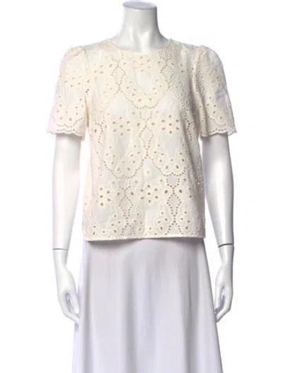 Pre-owned Sézane Crew Neck Short Sleeve Blouse In Neutrals
