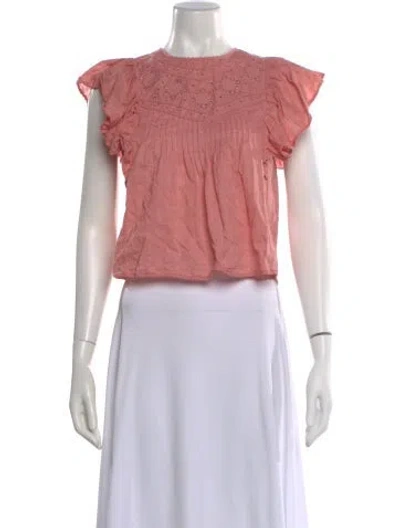 Pre-owned Sézane Crew Neck Short Sleeve Blouse In Pink
