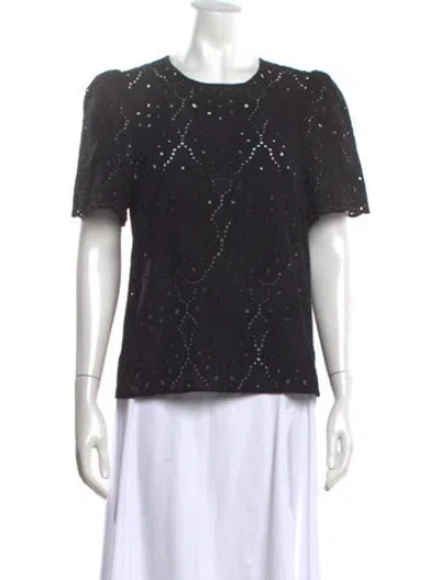 Pre-owned Sézane Crew Neck Short Sleeve Blouse W/ Tags In Black