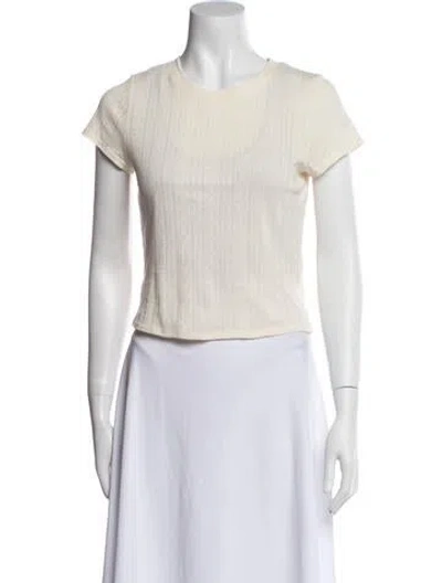 Pre-owned Sézane Crew Neck Short Sleeve Crop Top W/ Tags In Blue