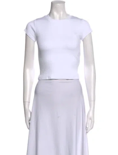 Pre-owned Sézane Crew Neck Short Sleeve Crop Top In White