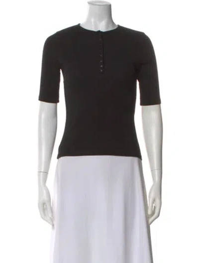 Pre-owned Sézane Crew Neck Short Sleeve Top In Black