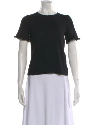 Pre-owned Sézane Crew Neck Short Sleeve Top In Black