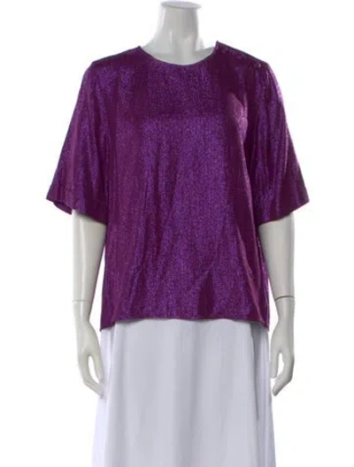 Pre-owned Sézane Crew Neck Short Sleeve Top In Purple
