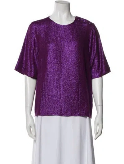 Pre-owned Sézane Crew Neck Short Sleeve Top W/ Tags In Purple