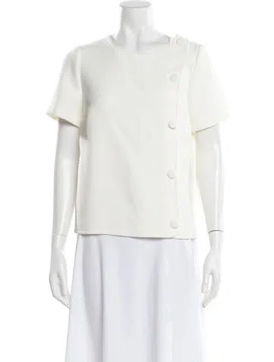 Pre-owned Sézane Crew Neck Short Sleeve Top W/ Tags In White