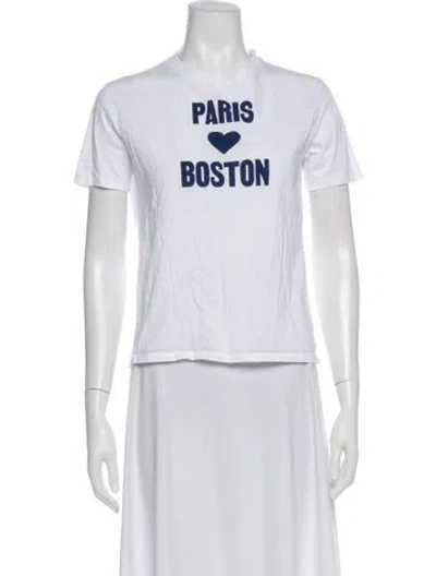 Pre-owned Sézane Crew Neck Short Sleeve Top In White