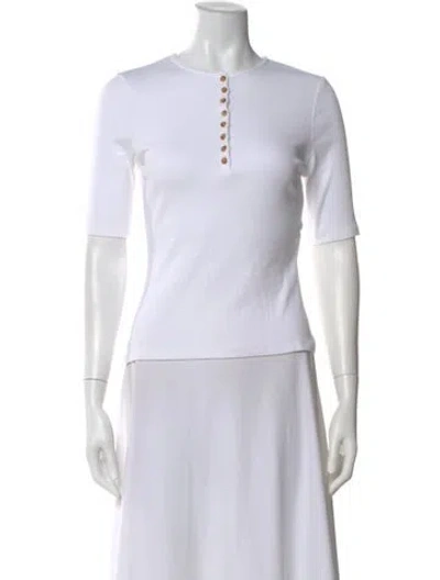 Pre-owned Sézane Crew Neck Short Sleeve Top In White