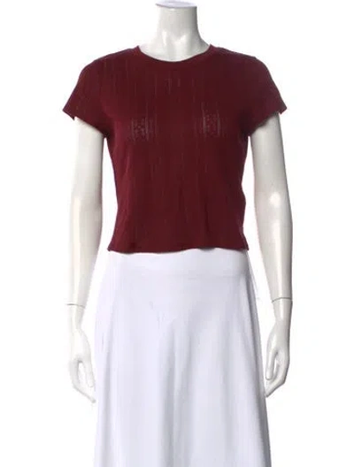 Pre-owned Sézane Crew Neck Short Sleeve T-shirt In Burgundy