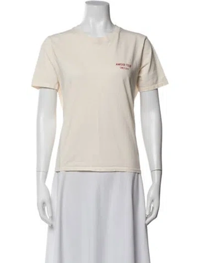 Pre-owned Sézane Crew Neck Short Sleeve T-shirt In White