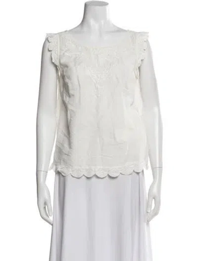 Pre-owned Sézane Crew Neck Sleeveless Blouse In White